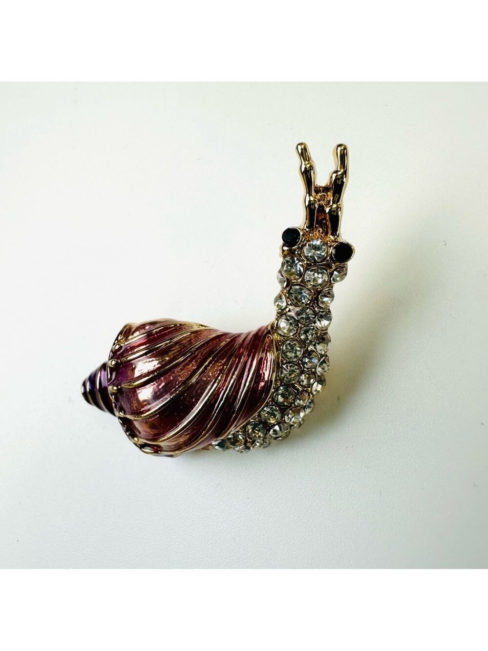 Snail purple crystal brooch pin NEW